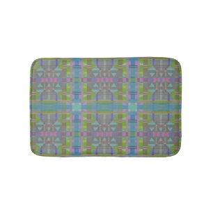 Green Blue Purple Geometric Bath Mat
