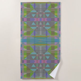 Green Blue Purple Geometric Beach Towel