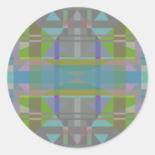 Green Blue Purple Geometric Classic Round Sticker