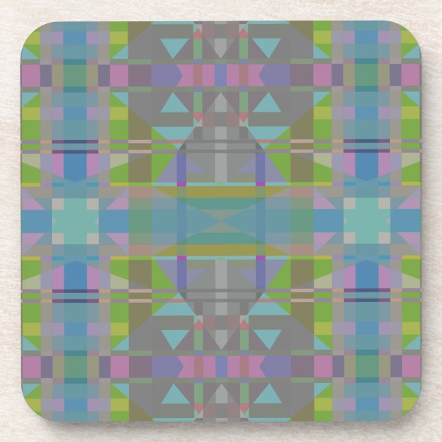 Green Blue Purple Geometric Coaster (Front)