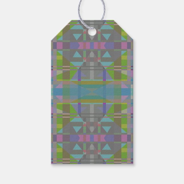 Green Blue Purple Geometric Gift Tags (Front)