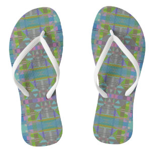 Green Blue Purple Geometric Jandals