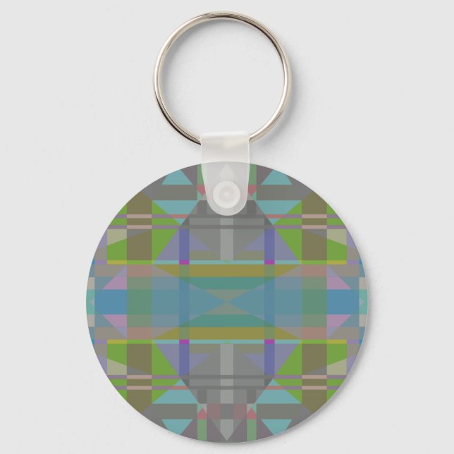 Green Blue Purple Geometric Key Ring (Front)
