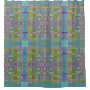 Green Blue Purple Geometric Shower Curtain