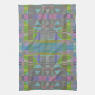Green Blue Purple Geometric Tea Towel