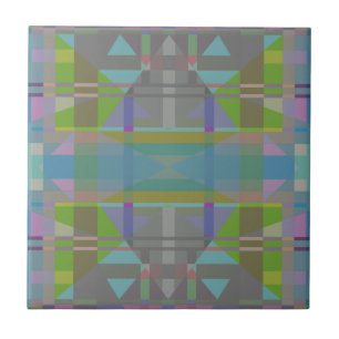 Green Blue Purple Geometric Tile