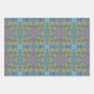 Green Blue Purple Geometric Wrapping Paper Sheet