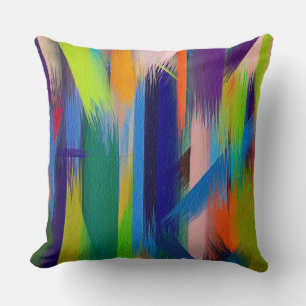 Green Blue Purple Orange Abstract Cushion