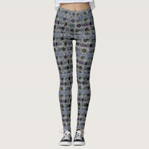Green Blue Purple with Dark Large Dots Leggings