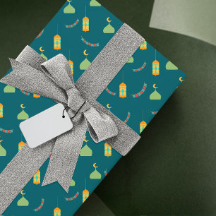 Green & Blue Ramadan Kareem Eid Mubarak Muslim Wrapping Paper