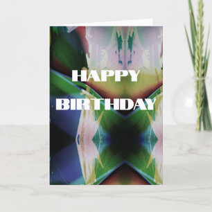 Green Blue Rust Gold Pink White Abstract Birthda Card