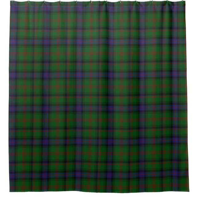 Green Blue Scottish Tartan Plaid Shower Curtain (Front)
