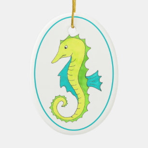 Green Blue Sea Horse Seahorse Ocean Marine Life Ceramic Tree Decoration