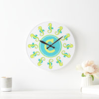 Green Blue Seahorse Ocean Life Sea Horse Initial