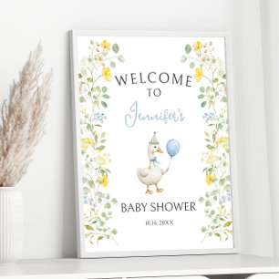 Green Blue Silly Goose Baby Shower Welcome Sign