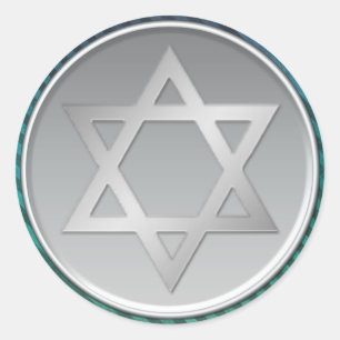 Green, Blue, Silver Star of David Bar Mitzvah Seal