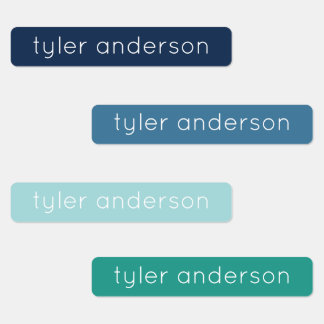 Green Blue Skinny Waterproof Adhesive Kid's Labels