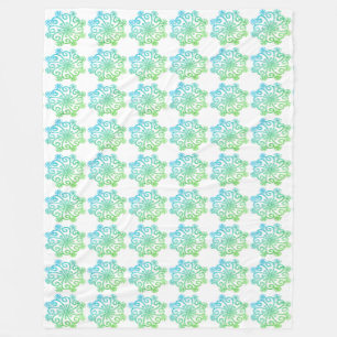 Green Blue Snowflakes Fleece Blanket