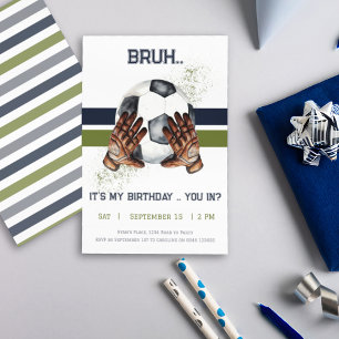 Green Blue Soccer Boy Birthday Invitation