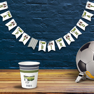 Green Blue Sports Game Soccer Birthday Party Bunting