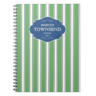 Green Blue Stripe Custom Notebook