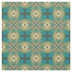 Green Blue Teal Turquoise Aztec Mosaic Pattern Fabric