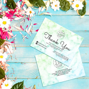 Green Blue Tie-Dye Marble Customer Thank You Business Card