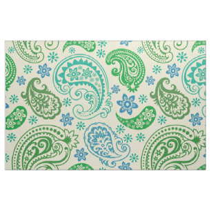 Green & Blue Tones Vintage paisley Pattern Fabric