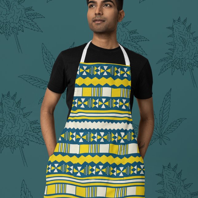 Green Blue Traditional Tribal Pattern Apron (Apron)