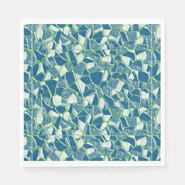 Green Blue Turquoise Stained Glass Design Napkin (Front)