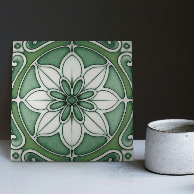 Green Blue Wall Decor Art Nouveau Backsplash Tile (Creator Uploaded)