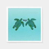 Green Blue Watercolor 2 Ocean Sea Turtles Wedding