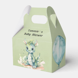 Green Blue Watercolor Dragon Boy Baby Shower Favour Box