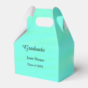Green blue watercolor graduation add name year favour box