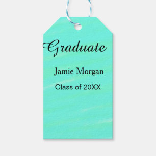 Green blue watercolor graduation add name year  gift tags