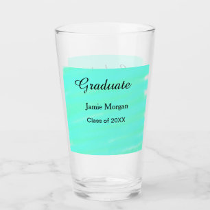 Green blue watercolor graduation add name year  glass