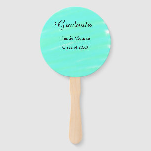 Green blue watercolor graduation add name year  hand fan