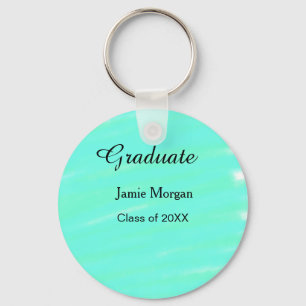 Green blue watercolor graduation add name year  key ring