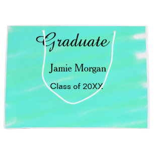 Green blue watercolor graduation add name year  large gift bag