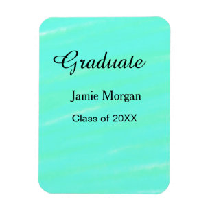 Green blue watercolor graduation add name year magnet