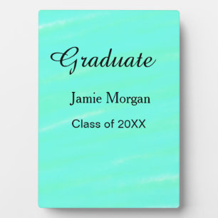 Green blue watercolor graduation add name year  plaque