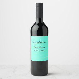 Green blue watercolor graduation add name year  wine label