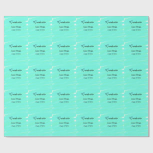 Green blue watercolor graduation add name year  wrapping paper