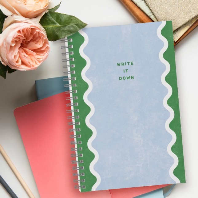 Green Blue Wavy Lines Spiral Journal Notebook (Creator Uploaded)