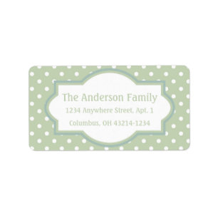 Green Blue & White Polka Dot Return Address Label