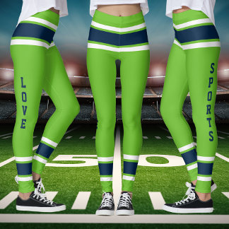 Green Blue White Team Jersey Colours Love Sports Leggings