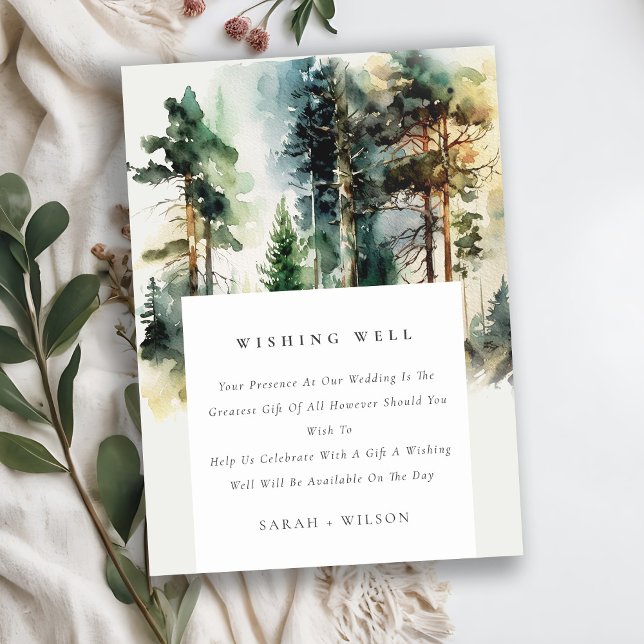 Green Blue Woodland Forest Wishing Well Wedding Enclosure Card (Creator Uploaded)