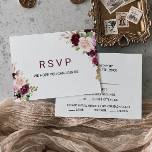 Green Blush Burgundy Floral Menu Choice