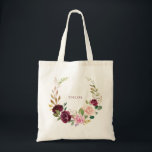 Green Blush Burgundy Floral Tote Bag<br><div class="desc">This green blush burgundy floral tote bag is the perfect wedding gift to present your bridesmaids with for a  rustic wedding. The design features elegant green,  blush,  purple,  red and burgundy hand-drawn flower bouquets,  inspiring natural beauty.</div>