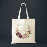 Green Blush Burgundy Floral Tote Bag<br><div class="desc">This green blush burgundy floral tote bag is the perfect wedding gift to present your bridesmaids with for a  rustic wedding. The design features elegant green,  blush,  purple,  red and burgundy hand-drawn flower bouquets,  inspiring natural beauty.</div>